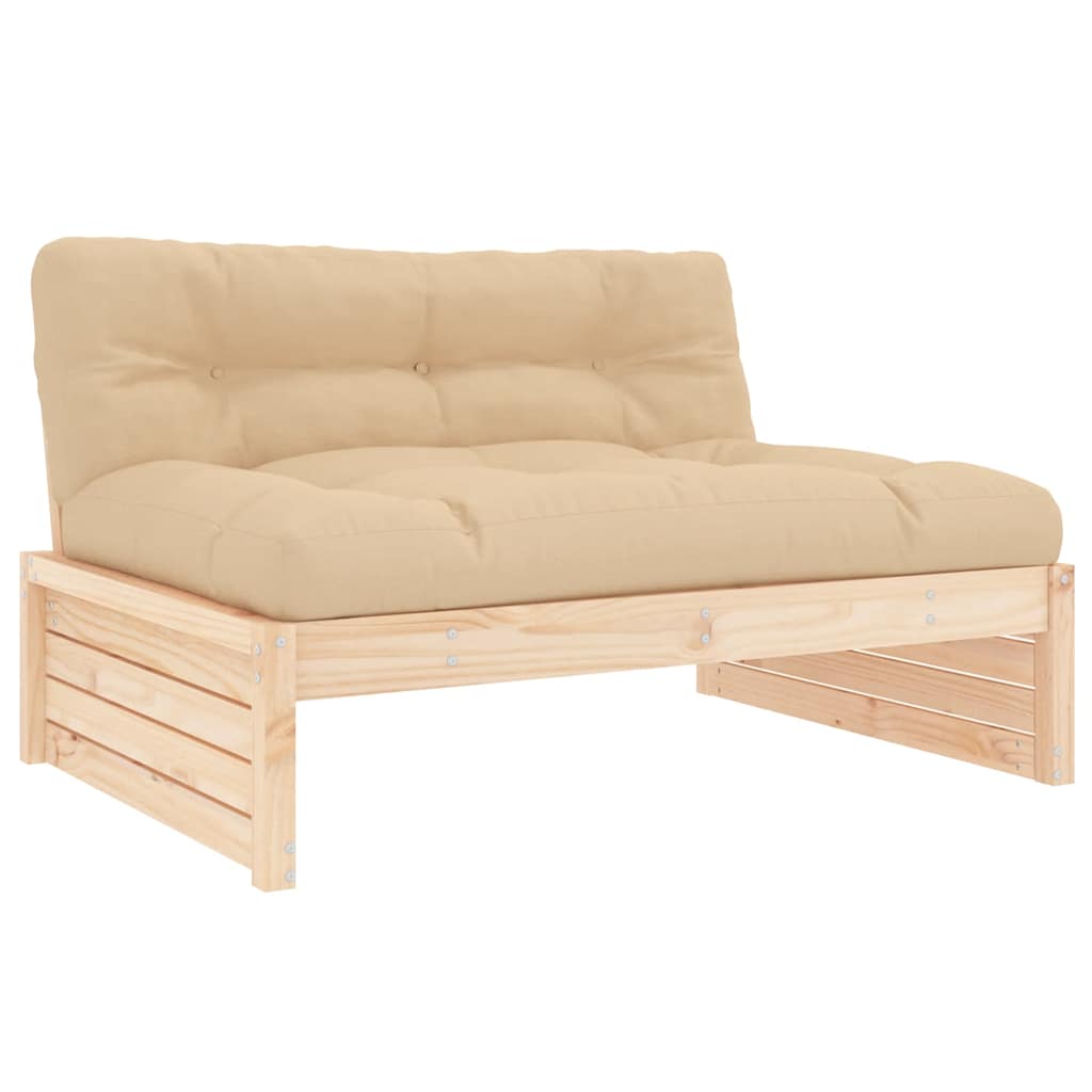 Compact Solid Pine Middle Sofa - 120x80 cm - Natural Wood Finish