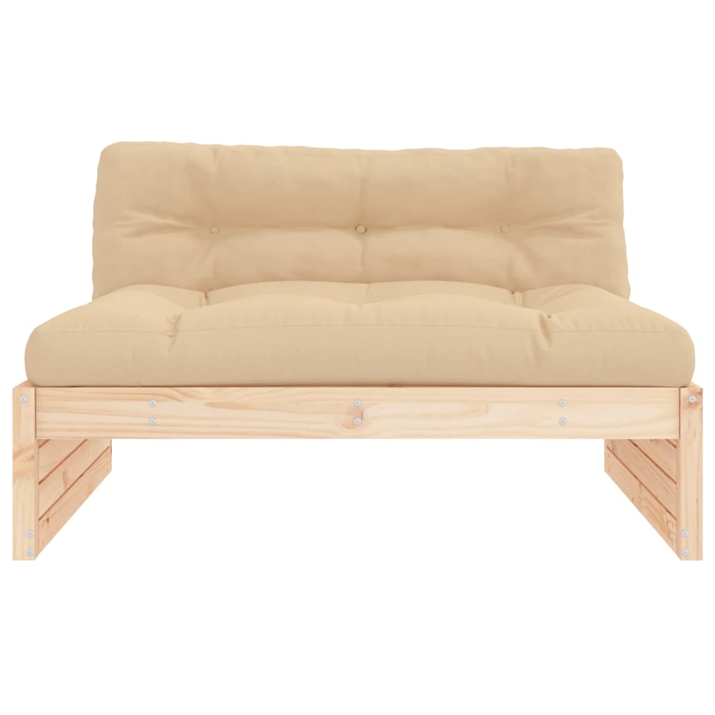 Compact Solid Pine Middle Sofa - 120x80 cm - Natural Wood Finish