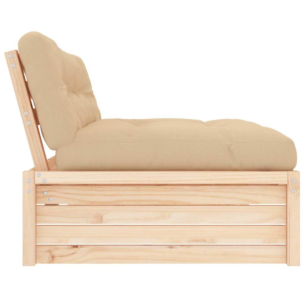 Compact Solid Pine Middle Sofa - 120x80 cm - Natural Wood Finish