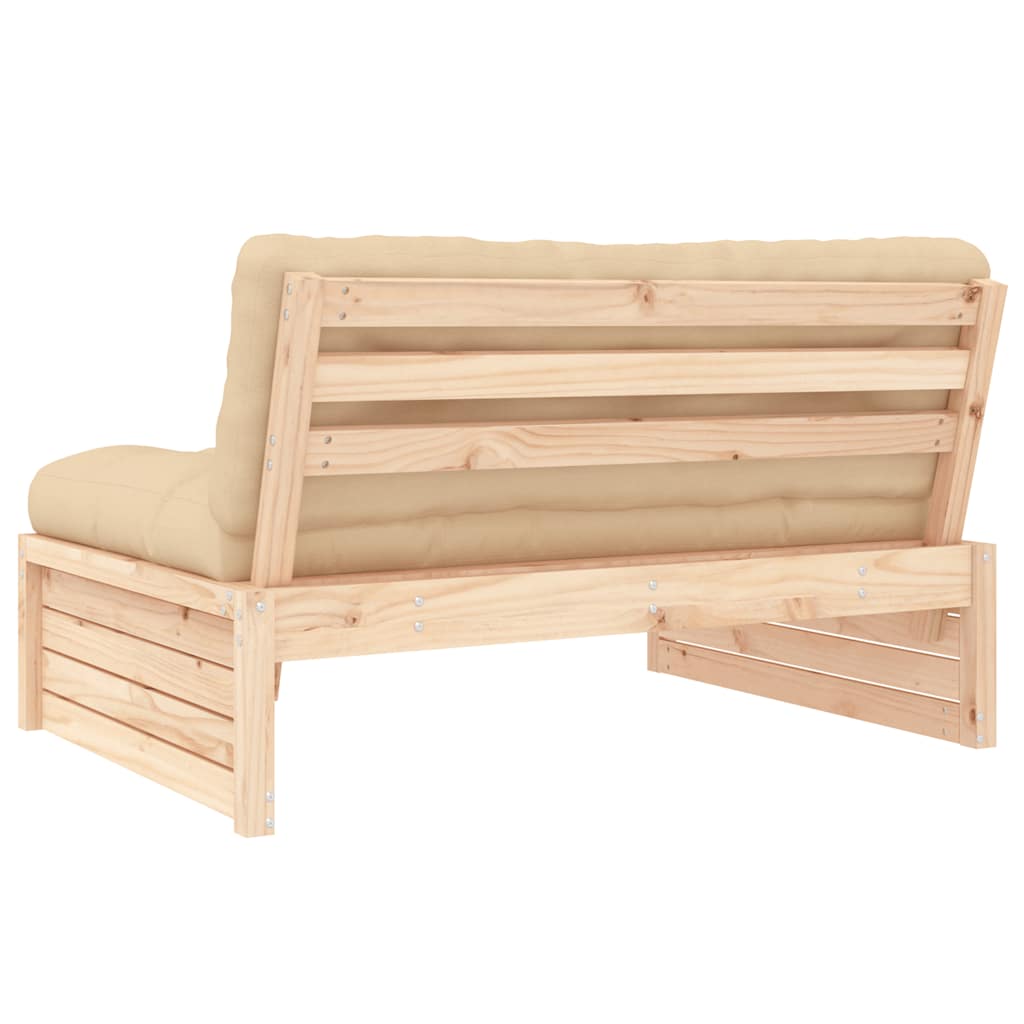 Compact Solid Pine Middle Sofa - 120x80 cm - Natural Wood Finish