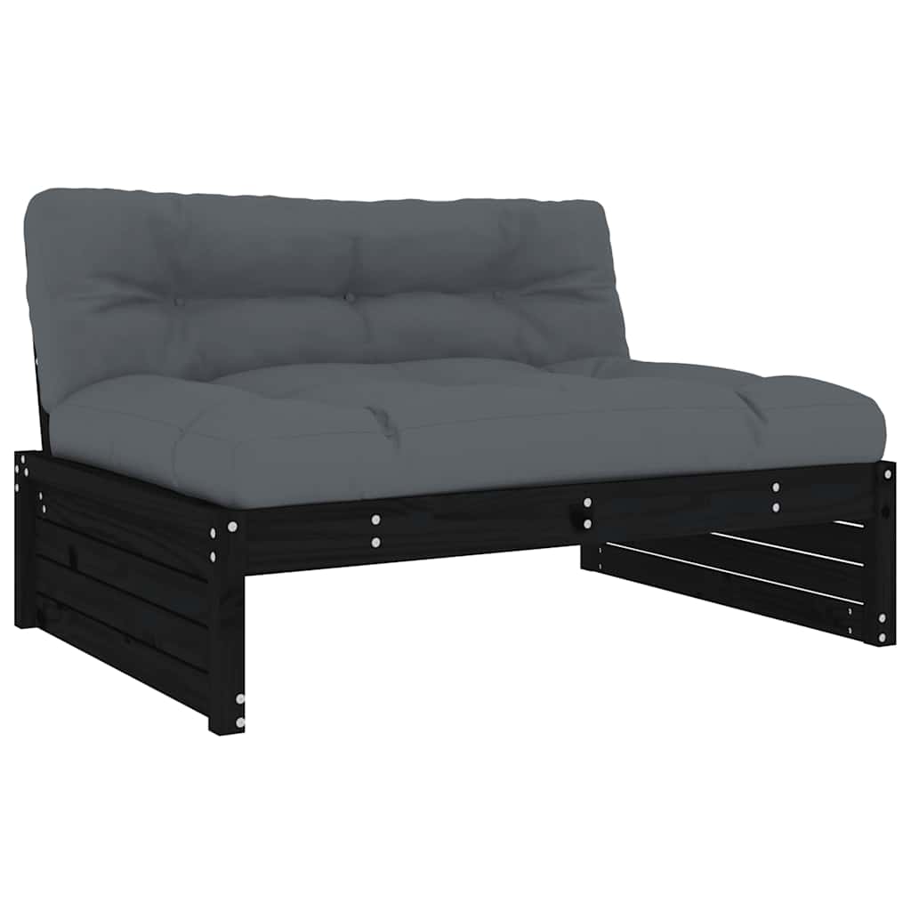 Stylish Black Pine Wood Sofa - 120x80 cm | Durable & Elegant