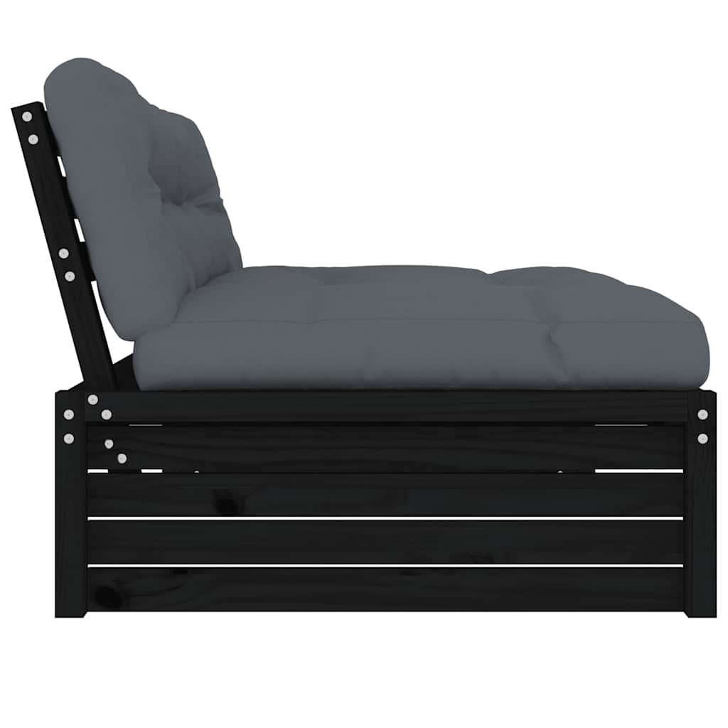 Stylish Black Pine Wood Sofa - 120x80 cm | Durable & Elegant