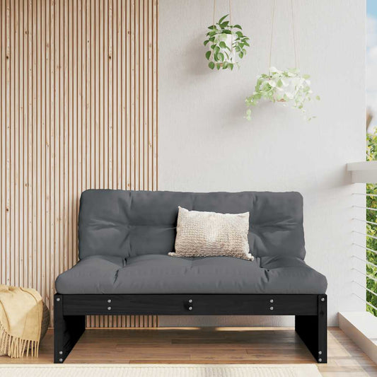 Stylish Black Pine Wood Sofa - 120x80 cm | Durable & Elegant
