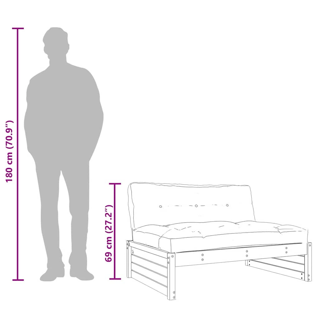 Compact Middle Sofa 120x80 cm in Pine Impregnated Wood