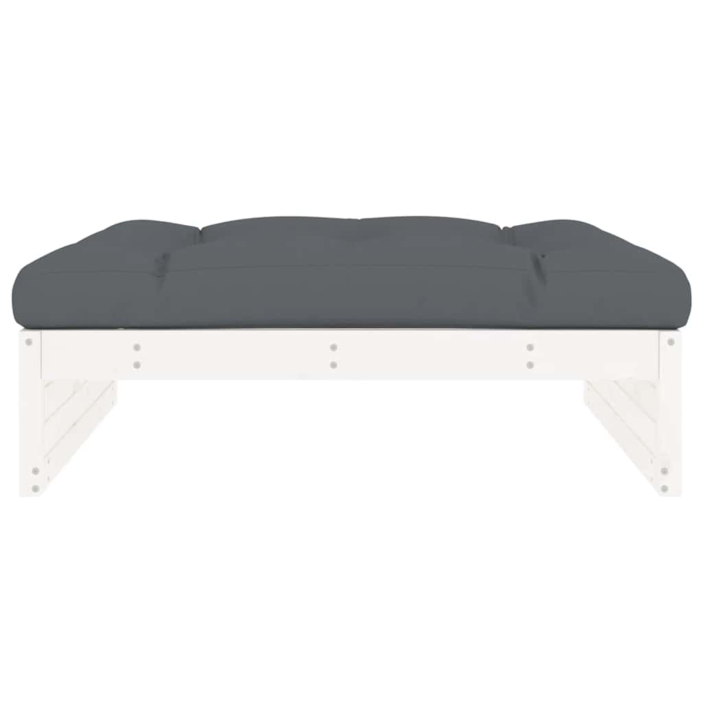 White Solid Pine Garden Footstool 120x80 cm - Durable & Stylish