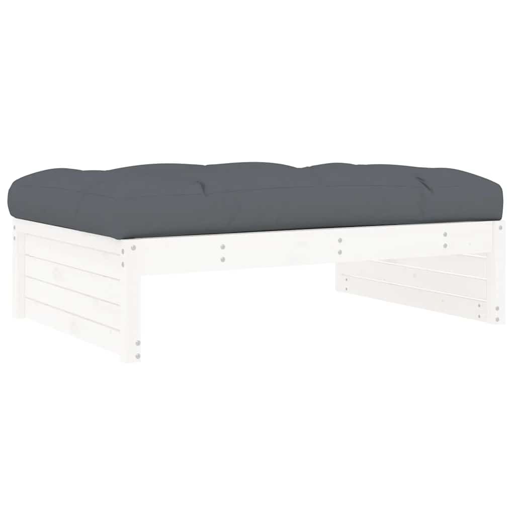 White Solid Pine Garden Footstool 120x80 cm - Durable & Stylish