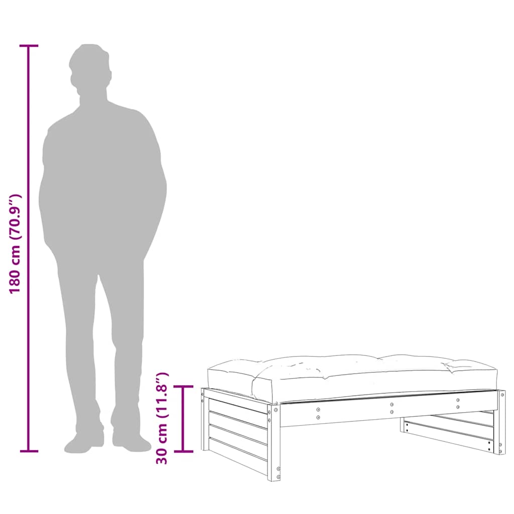 White Solid Pine Garden Footstool 120x80 cm - Durable & Stylish