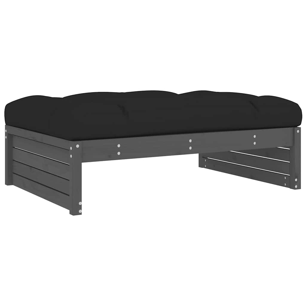 Solid Wood Grey Garden Footstool 120x80 cm - Pine Sturdy Design