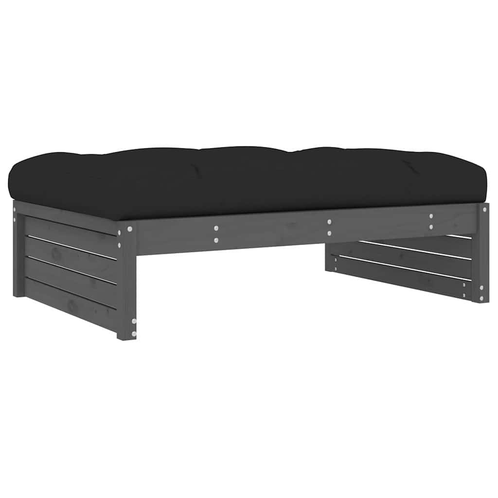 Solid Wood Grey Garden Footstool 120x80 cm - Pine Sturdy Design