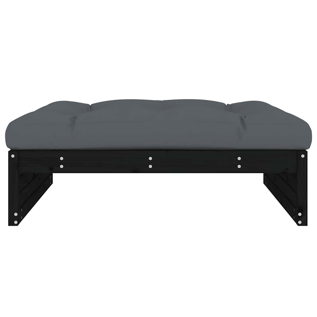 Solid Pine Wood Garden Footstool - Black 120x80 cm