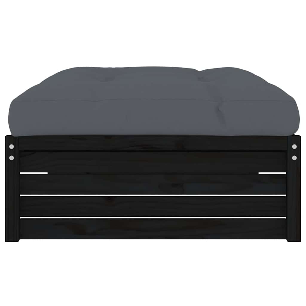 Solid Pine Wood Garden Footstool - Black 120x80 cm