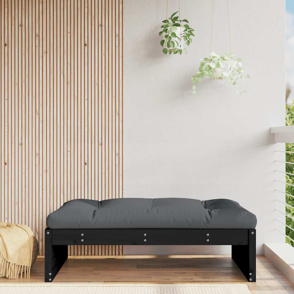 Solid Pine Wood Garden Footstool - Black 120x80 cm