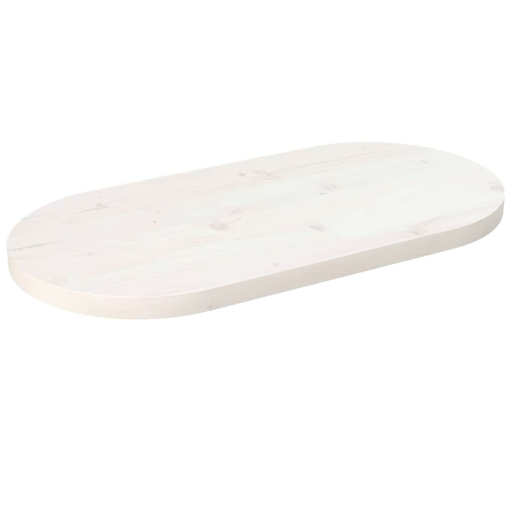 Oval Solid Pine Wood Table Top - White, 60x30x2.5 cm