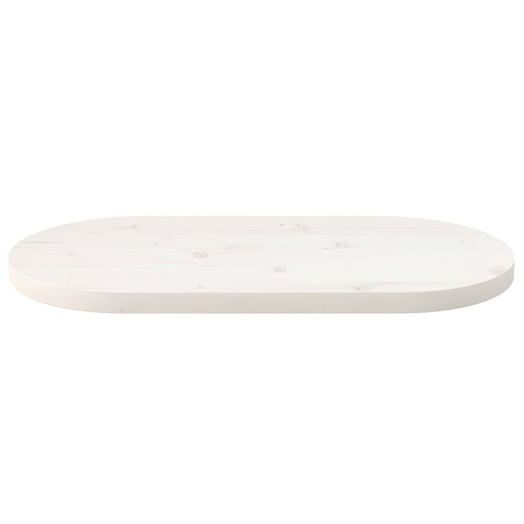 Oval Solid Pine Wood Table Top - White, 60x30x2.5 cm