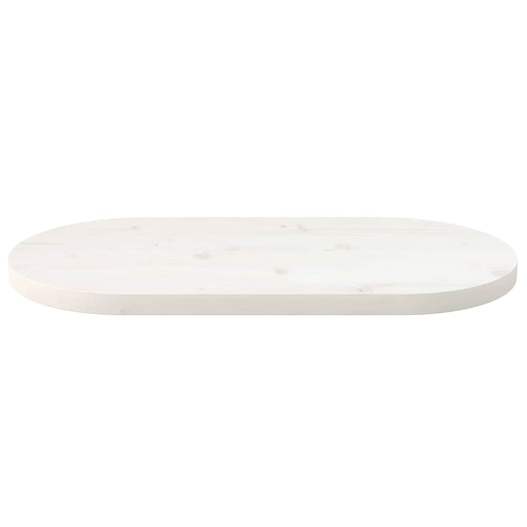 Solid Pine Oval Table Top 70x35x2.5 cm - White Finish