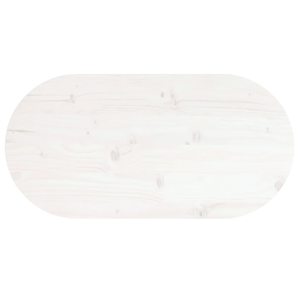 Solid Pine Oval Table Top 70x35x2.5 cm - White Finish