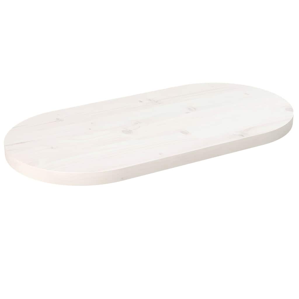 Oval Pine Wood Tabletop White 80x40x2.5 cm Solid Wood