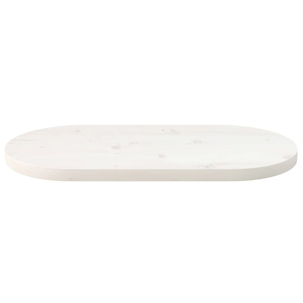 Oval Pine Wood Tabletop White 80x40x2.5 cm Solid Wood