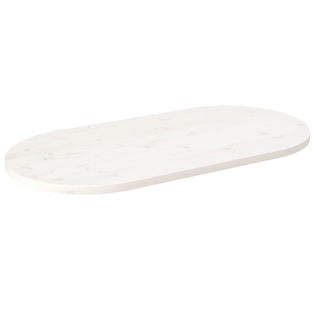 Oval Solid Pine Wood Table Top - White, 100x50x2.5 cm