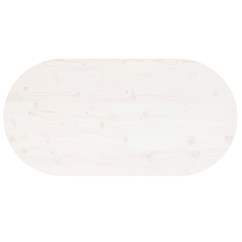 Oval Solid Pine Wood Table Top - White, 100x50x2.5 cm