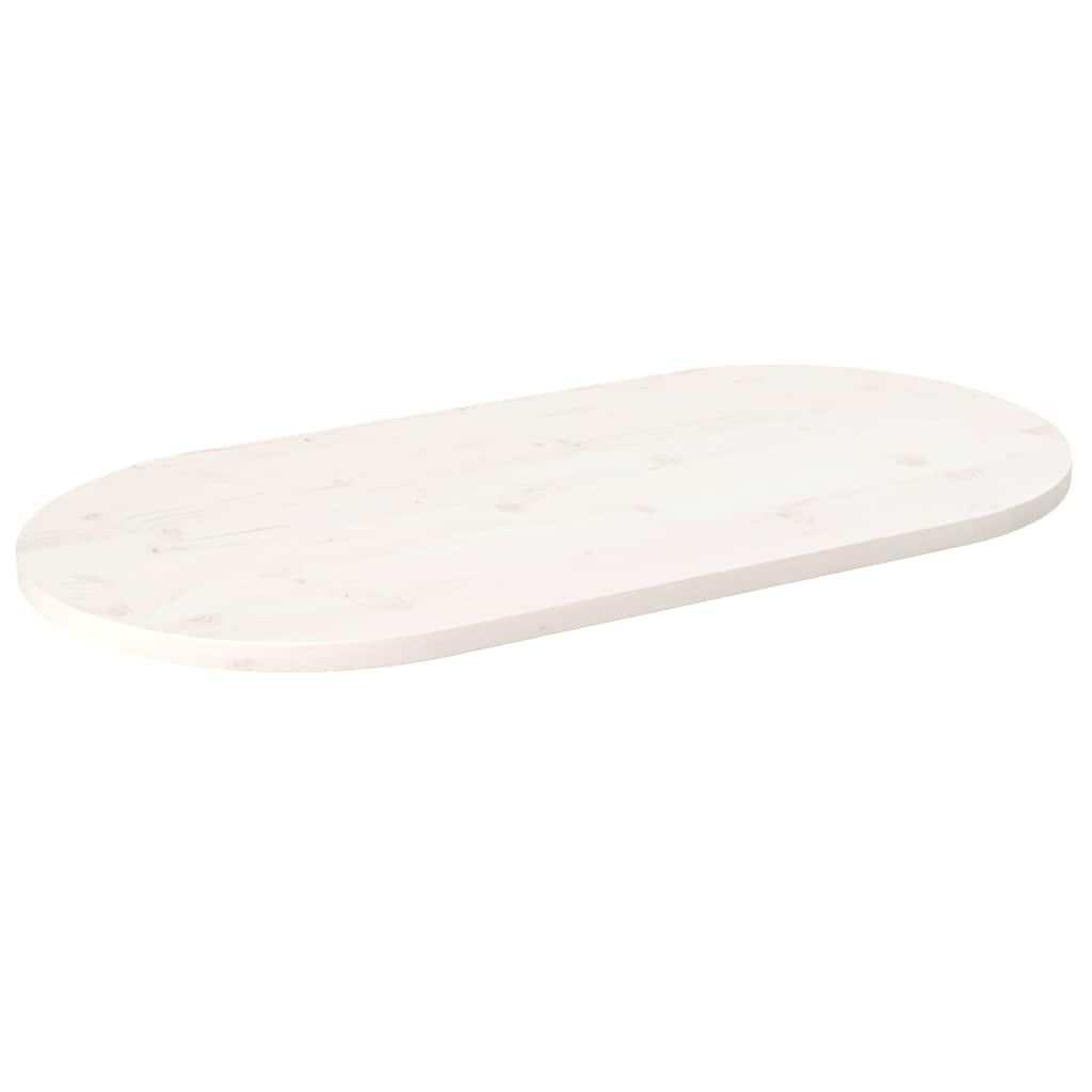 Oval Solid Pine Wood Table Top, White, 110x55x2.5 cm