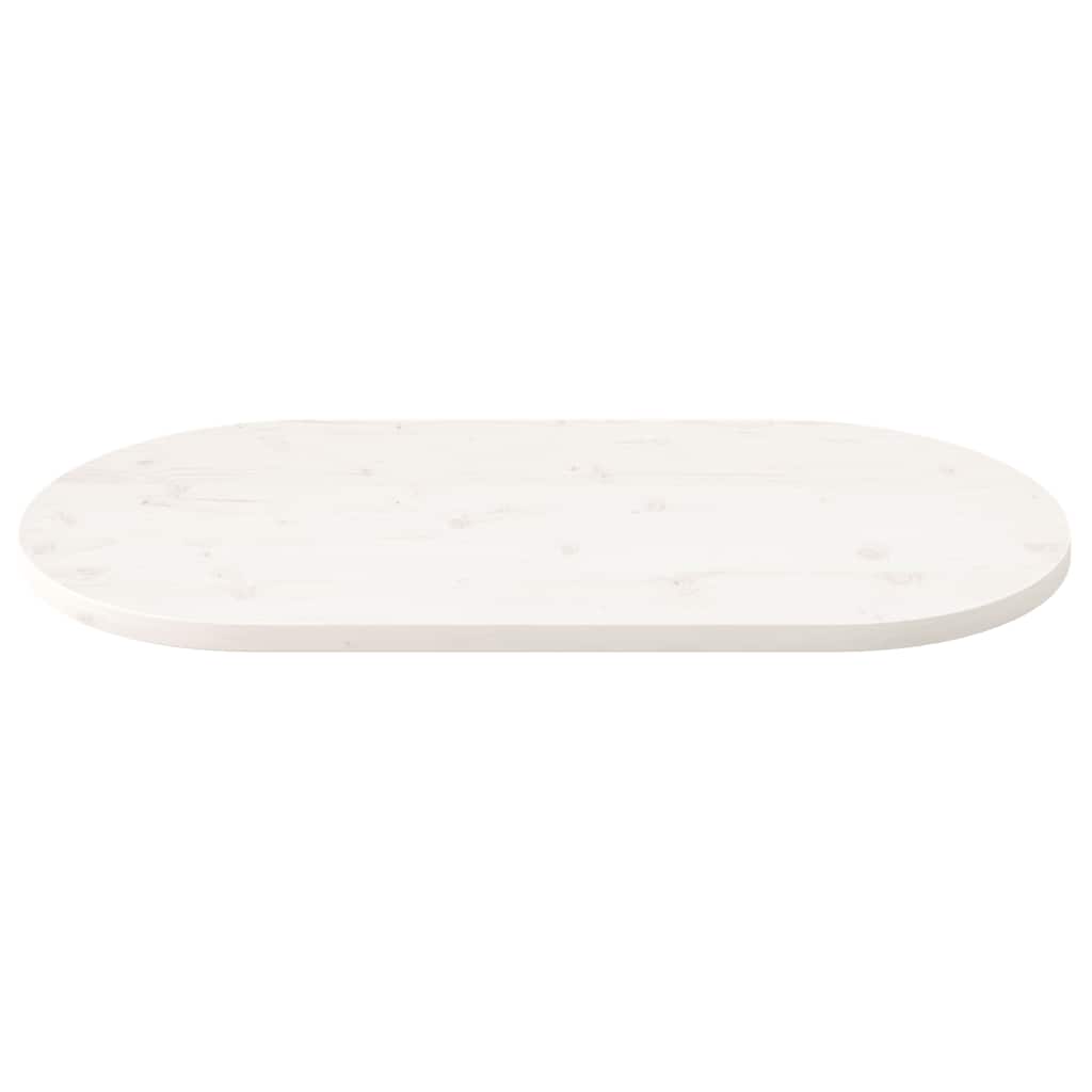 Oval Solid Pine Wood Table Top, White, 110x55x2.5 cm
