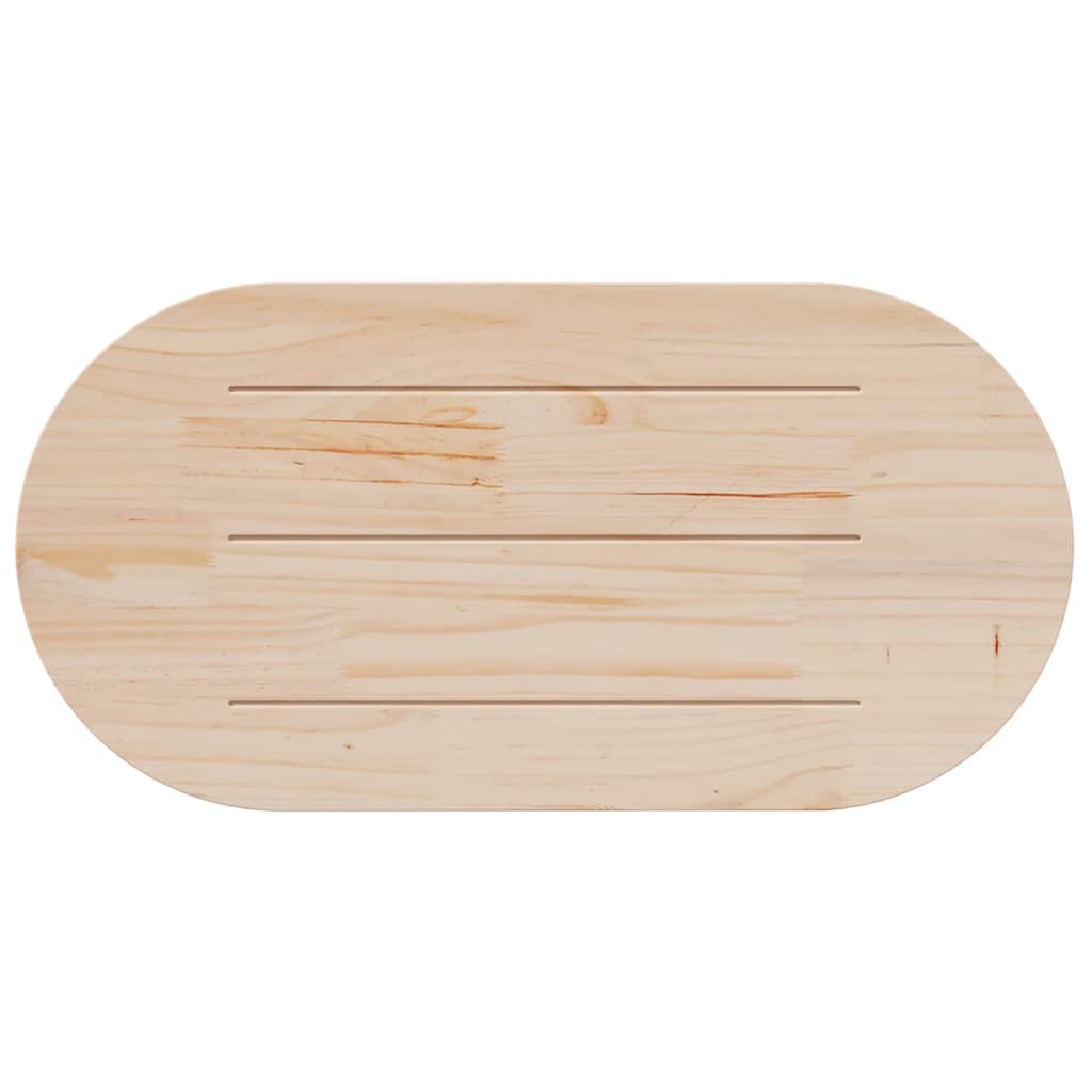 Oval Solid Pine Wood Table Top, White, 110x55x2.5 cm