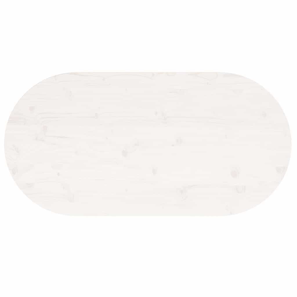 Oval Solid Pine Wood Table Top, White, 110x55x2.5 cm