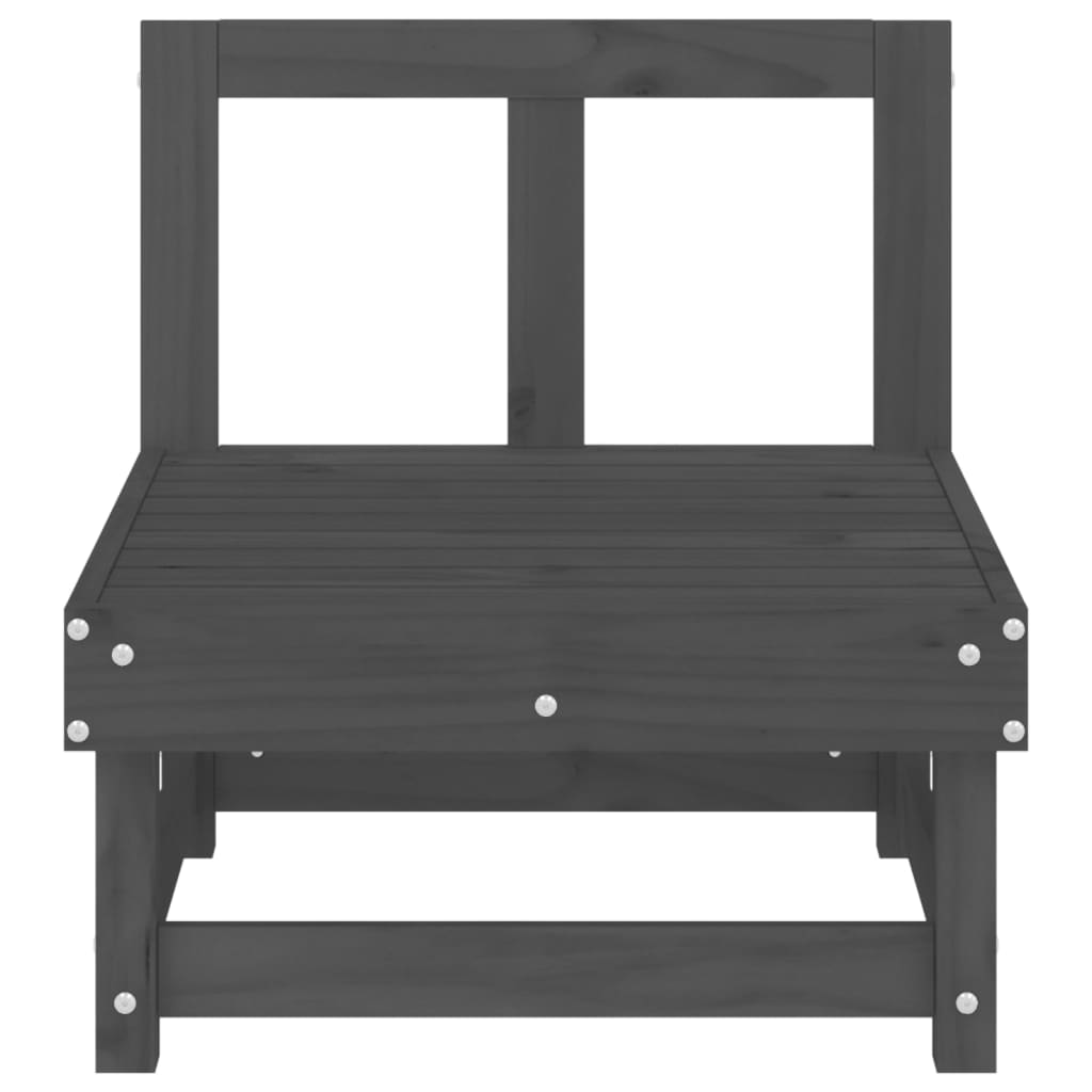 Elegant Grey Garden Middle Sofa in Durable Solid Pine Wood