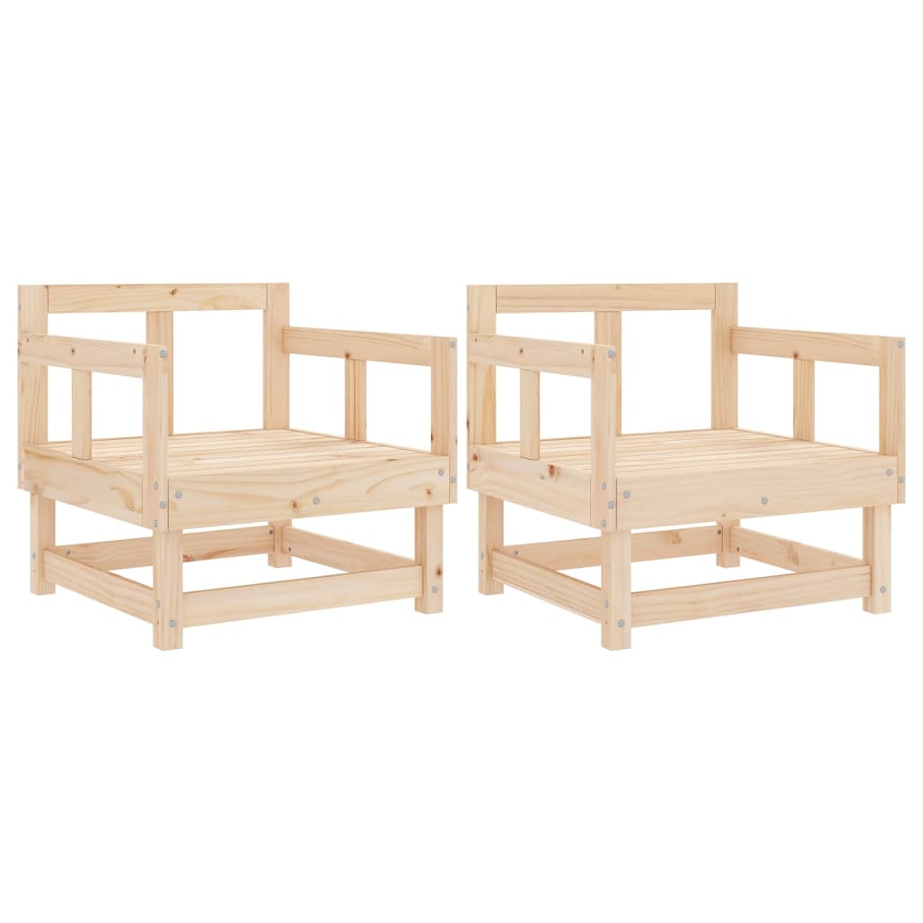 Elegant Solid Wood Pine Garden Chairs - Set of 2