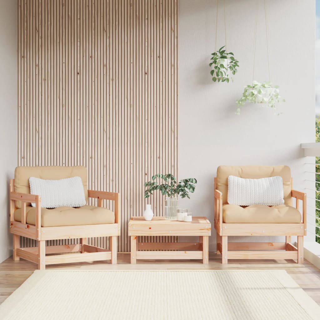 Elegant Solid Wood Pine Garden Chairs - Set of 2