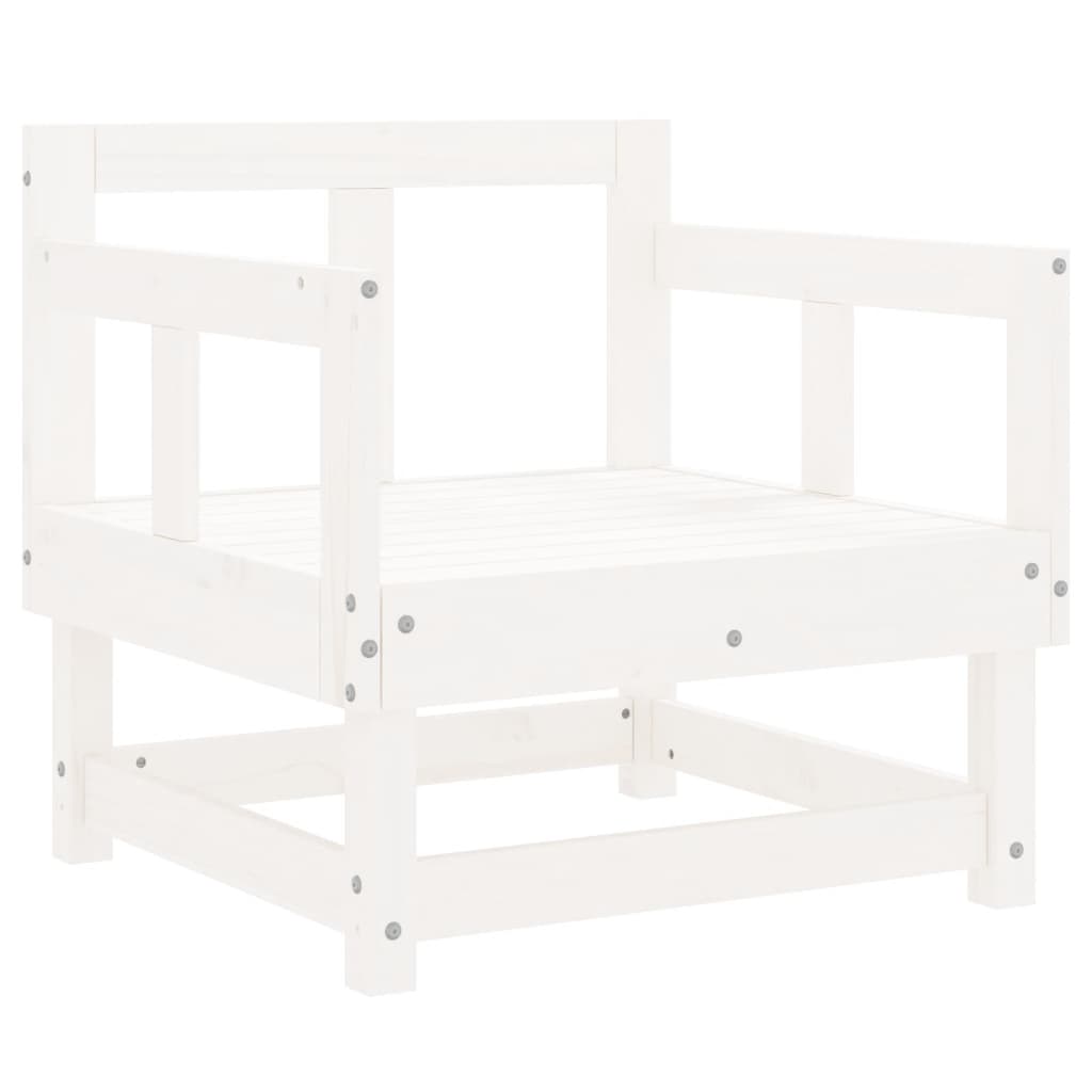 White Solid Pine Wood Garden Chairs, 2 Pcs Set