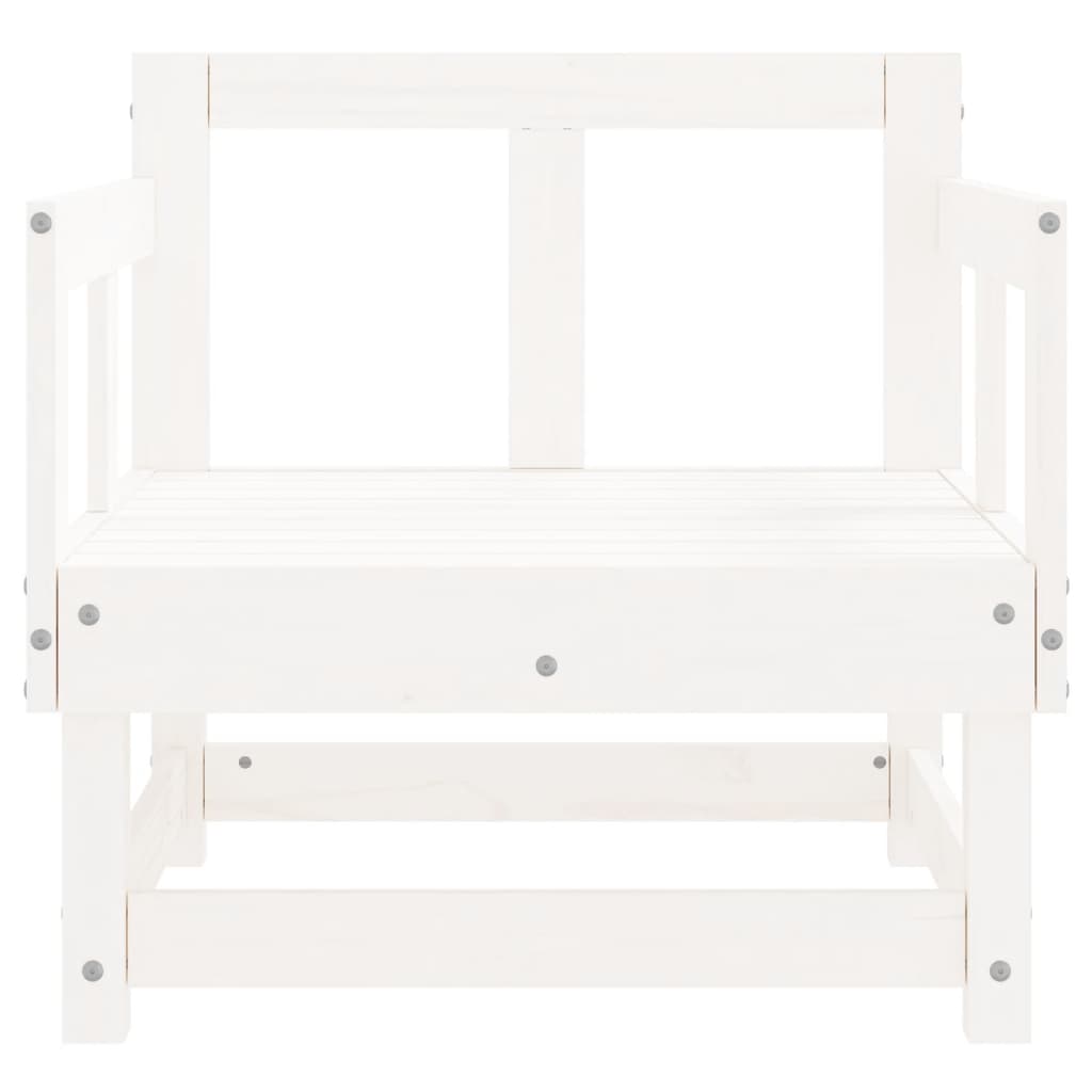 White Solid Pine Wood Garden Chairs, 2 Pcs Set