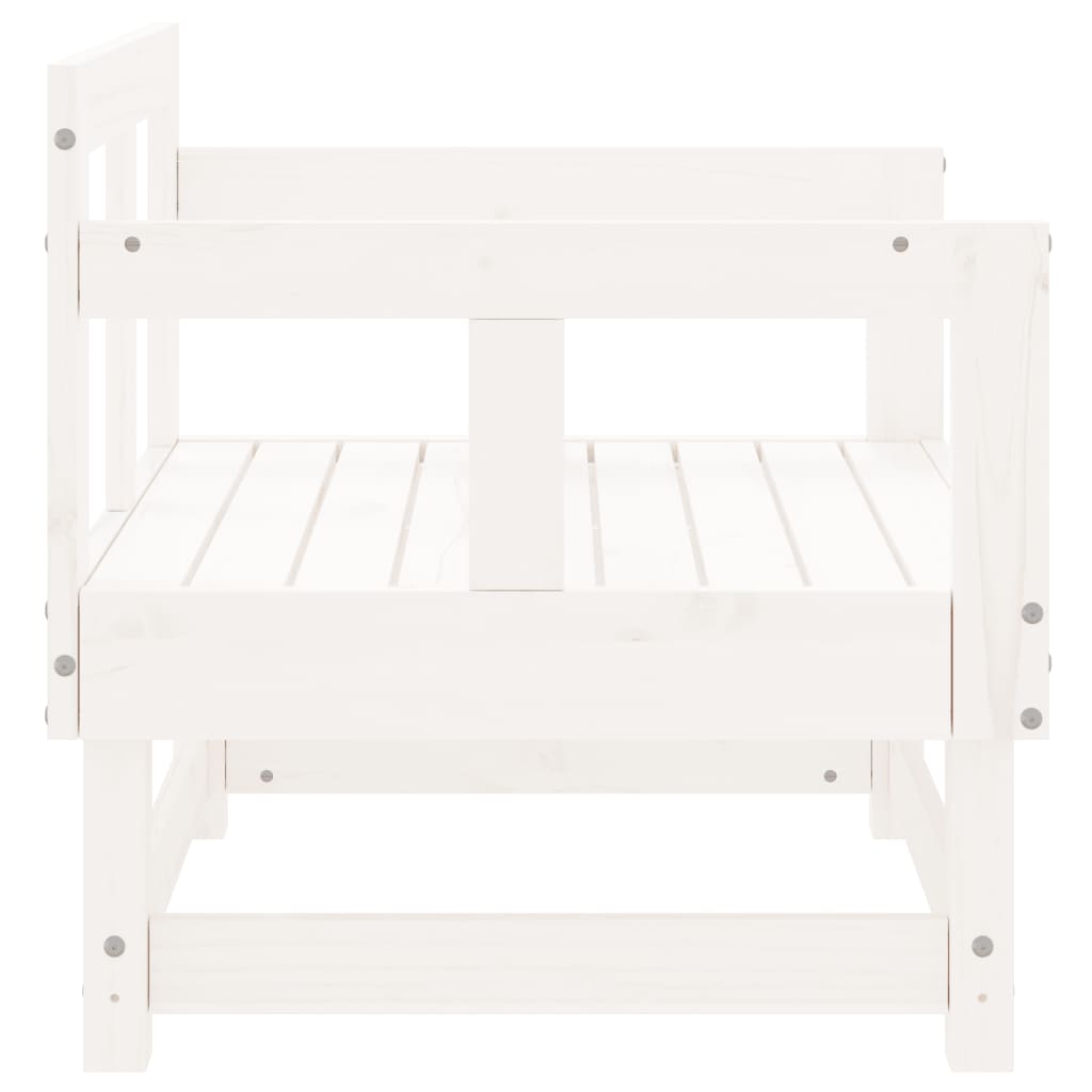 White Solid Pine Wood Garden Chairs, 2 Pcs Set