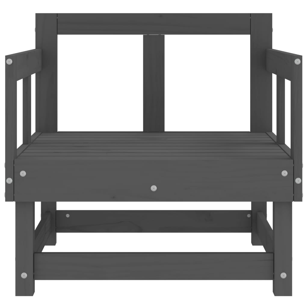 Elegant Grey Pine Garden Chairs Set - Solid Wood, 2 pcs