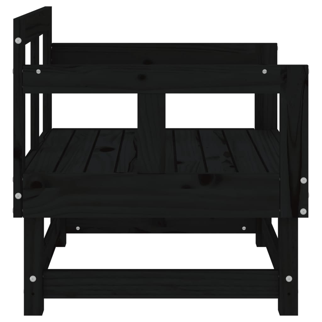 Elegant Black Solid Pine Garden Chairs - Set of 2