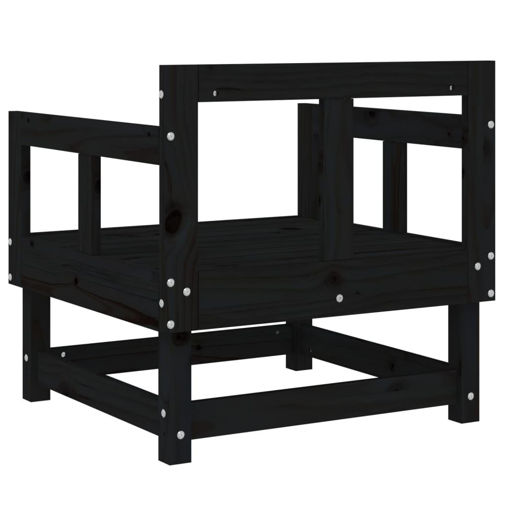 Elegant Black Solid Pine Garden Chairs - Set of 2