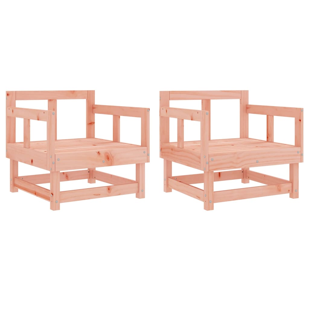 Solid Wood Douglas Garden Chairs Set of 2 - Natural Finish