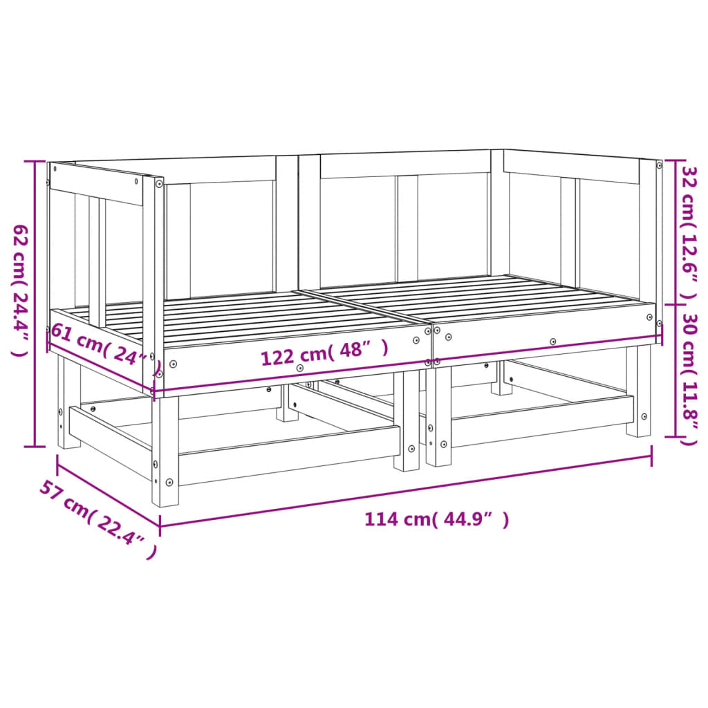 2-Piece Solid Wood Douglas Garden Corner Sofas Set