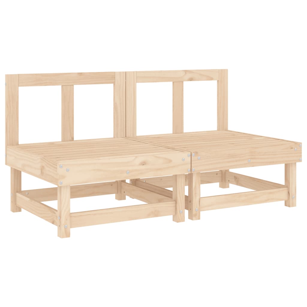 Solid Pine Wood Garden Middle Sofas - 2 Piece Set
