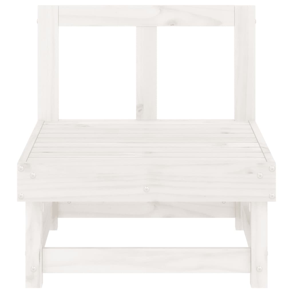 White Solid Pine Wood Garden Middle Sofas - 2 Pcs Set