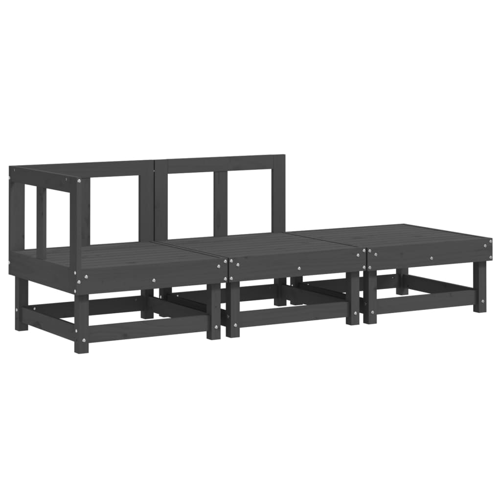 Elegant 3-Piece Grey Pine Garden Lounge Set - Solid Wood Furniture