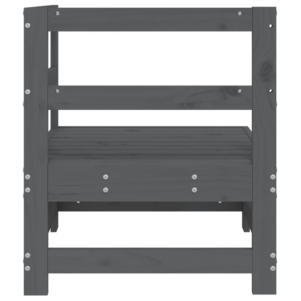 Solid Wood Pine Garden Corner Sofa - Elegant Grey Finish