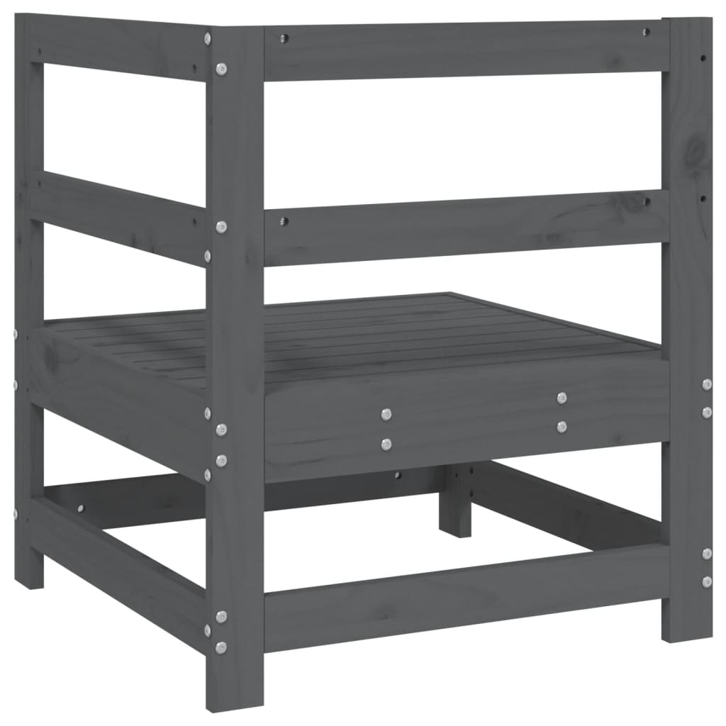 Solid Wood Pine Garden Corner Sofa - Elegant Grey Finish