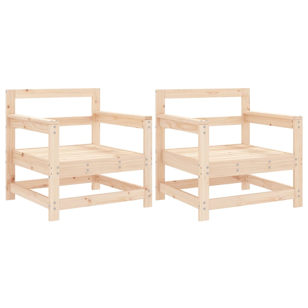 Solid Pine Wood Garden Chairs Set, 2-Piece Outdoor Seating