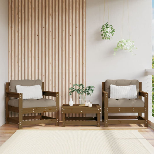 Solid Wood Pine Garden Chairs 2 pcs, Honey Brown Finish