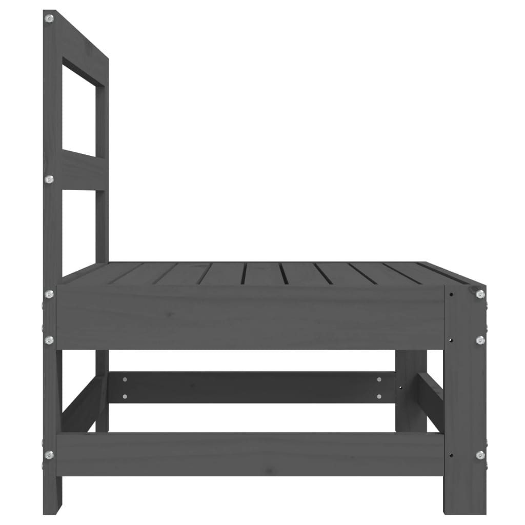 Grey Solid Pine Wood Garden Middle Sofas - 2 Piece Set