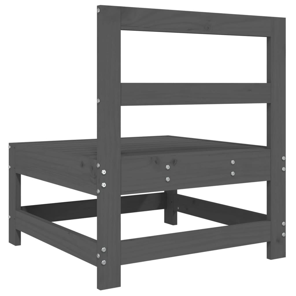 Grey Solid Pine Wood Garden Middle Sofas - 2 Piece Set