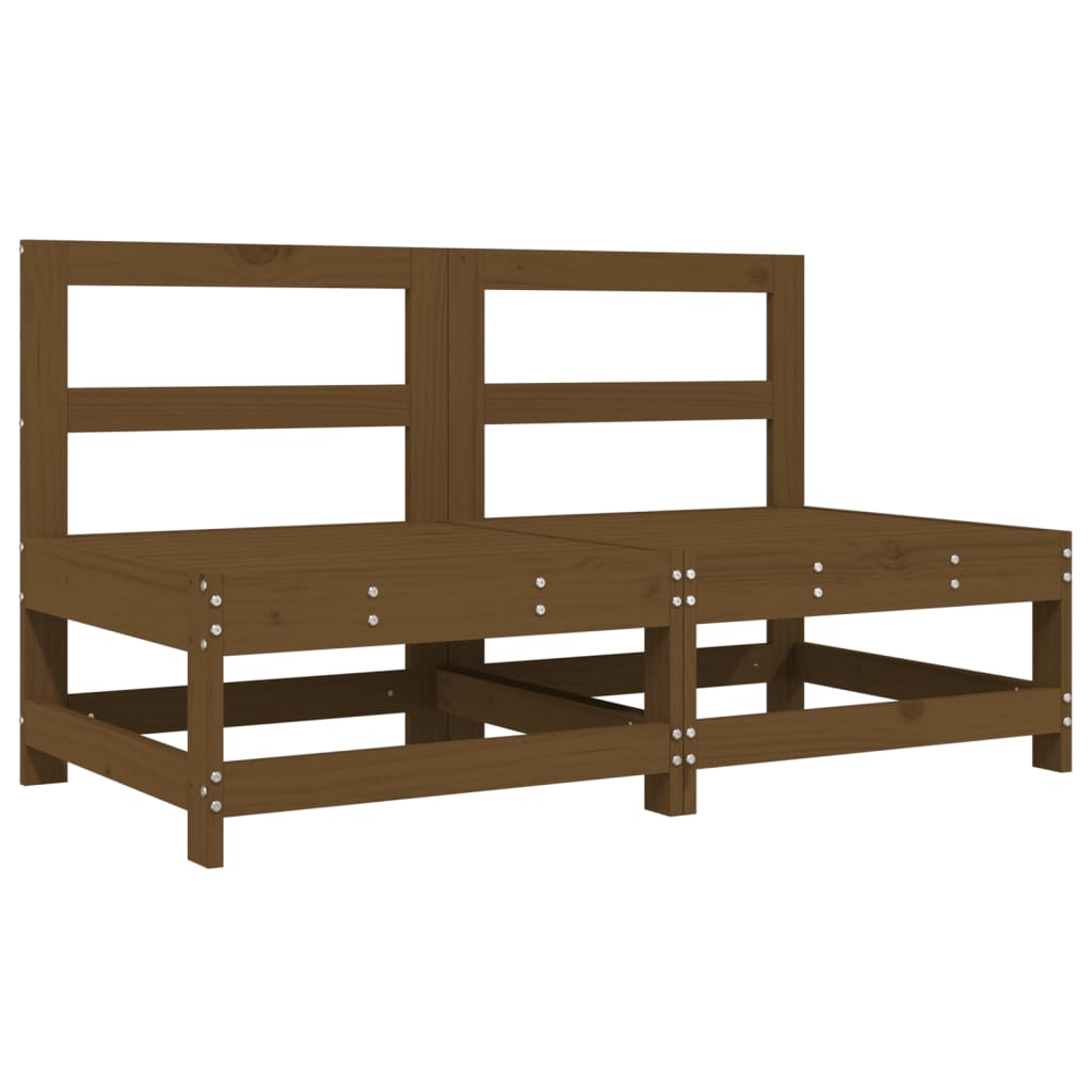 Honey Brown Solid Pine Garden Middle Sofas Set - 2 Pcs