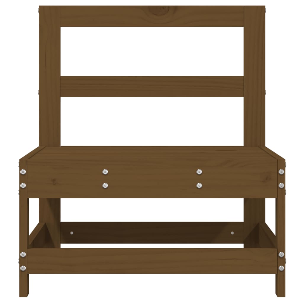 Honey Brown Solid Pine Garden Middle Sofas Set - 2 Pcs